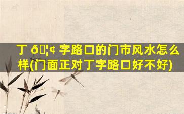丁 🦢 字路口的门市风水怎么样(门面正对丁字路口好不好)